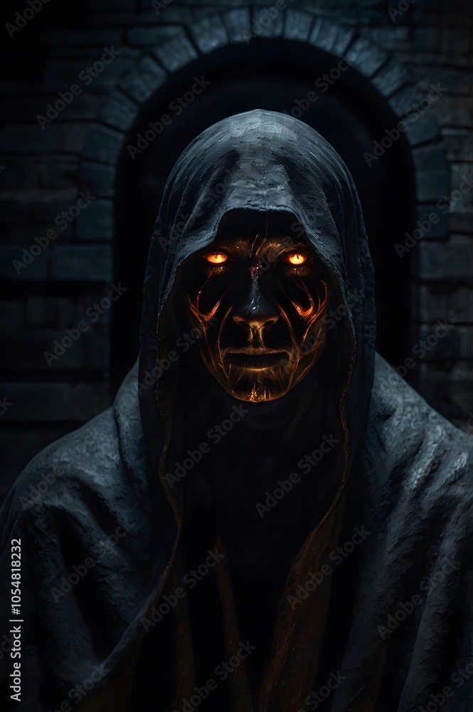 A figure in tattered black cloth lurks in the darkness, exuding unease.
A figure in tattered black cloth lurks in the darkness, exuding unease.