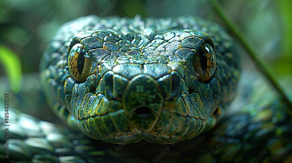 Close Up of a Green Snake's Head Close Up of a Green Snake's Head