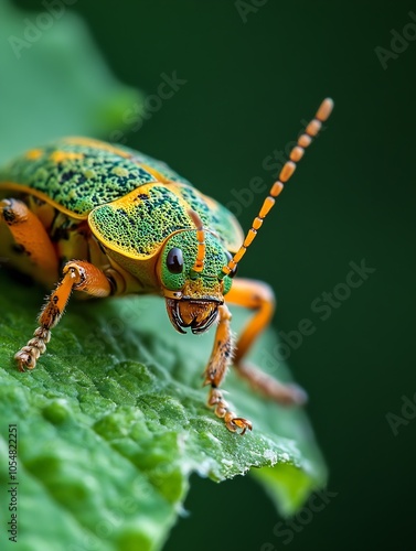 Wallpaper Mural Macro of Colorful Beetle on Green Leaf with Detailed Texture and Pose : Generative AI Torontodigital.ca