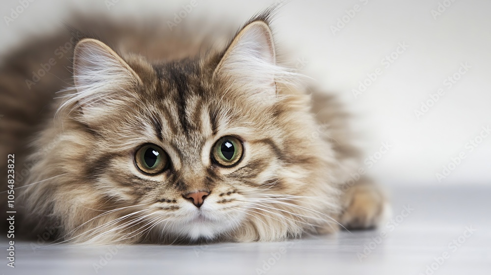 Charming Fluffy Kitten Staring Inquisitively on Smooth Indoor Surface in Neutral Setting : Generative AI Charming Fluffy Kitten Staring Inquisitively on Smooth Indoor Surface in Neutral Setting : Generative AI