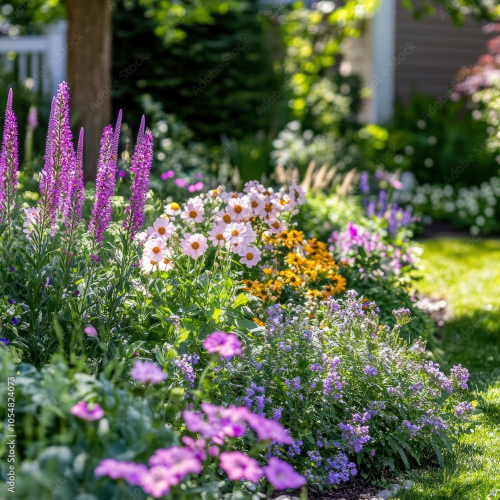 Garden with seasonal flower beds Garden with seasonal flower beds