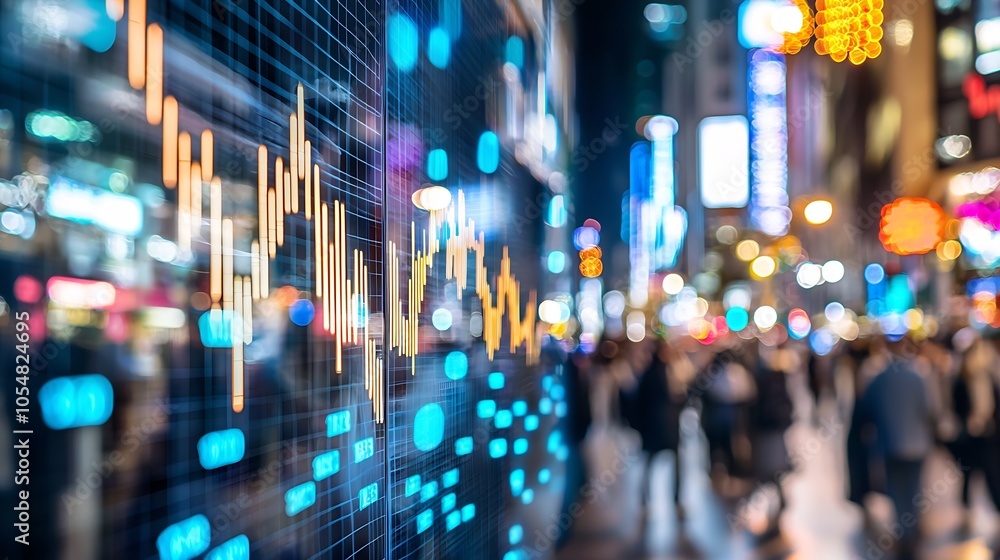 Dynamic Stock Market Graph with Electronic Urban Background : Generative AI Dynamic Stock Market Graph with Electronic Urban Background : Generative AI