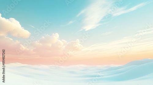 Pastel Sky with Clouds and White Hills