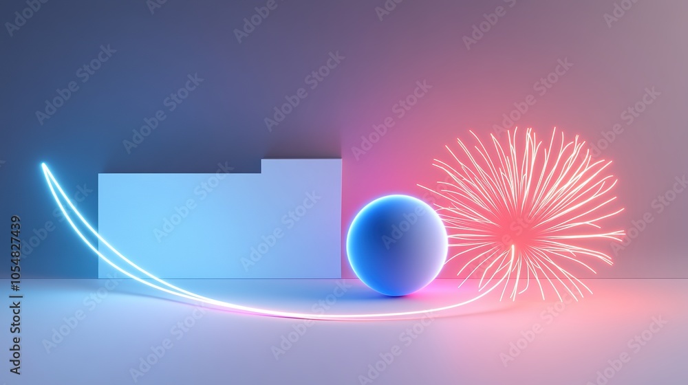 Two Glowing Spheres Representing Magnetic Poles with Delicate Curving Field Lines and Ethereal Glow on a Gradient Blue Background Two Glowing Spheres Representing Magnetic Poles with Delicate Curving Field Lines and Ethereal Glow on a Gradient Blue Background