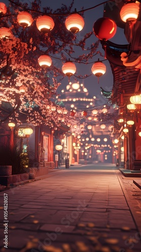 Wallpaper Mural Traditional Chinese city scene illustration poster background Torontodigital.ca