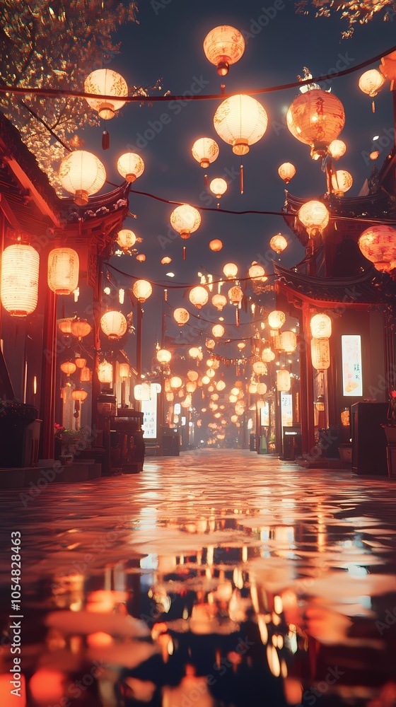 Obraz premium Traditional Chinese city scene illustration poster background