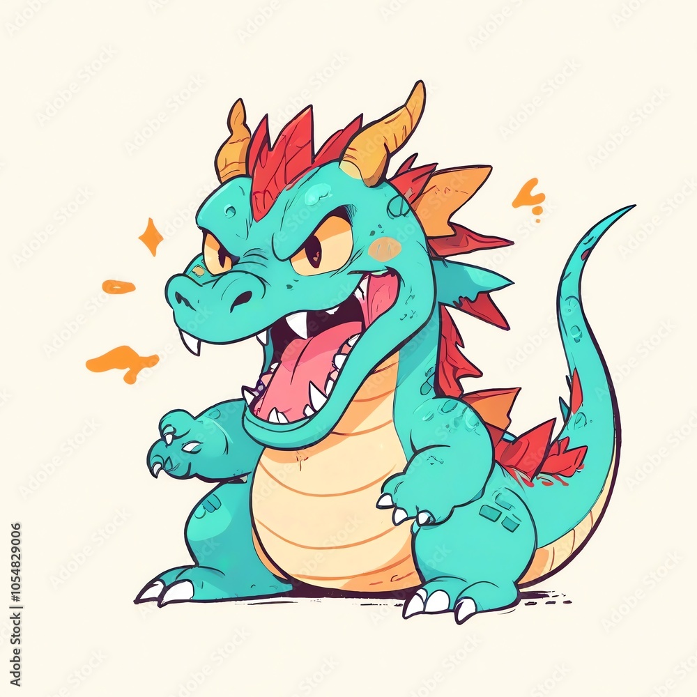 Cartoon Dragon with Big Grin Cartoon Dragon with Big Grin