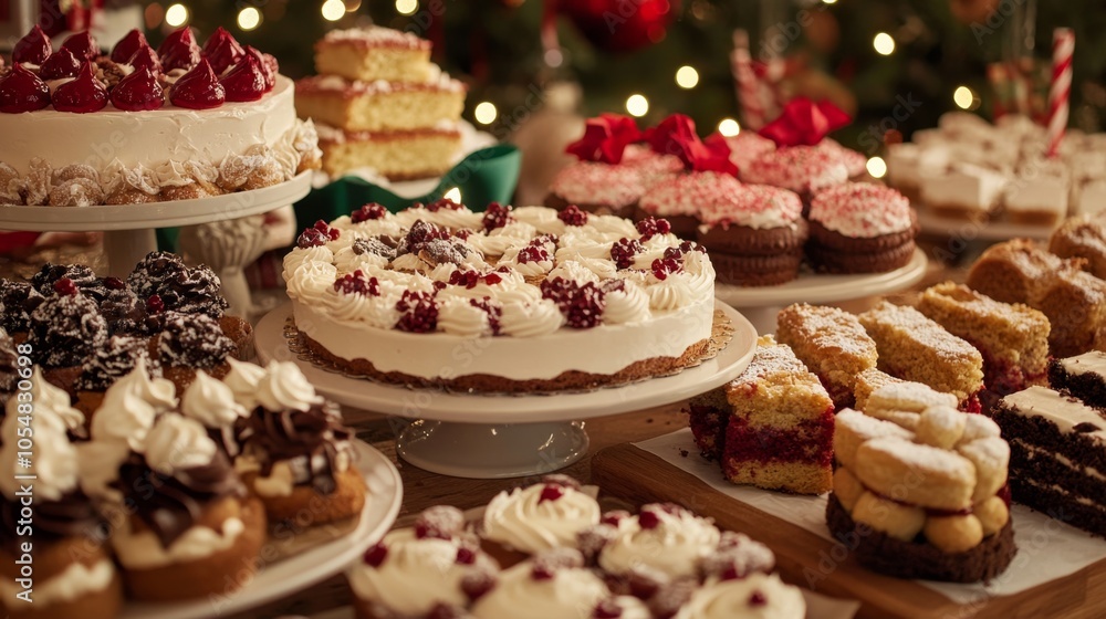 Festive Dessert Table with Various Sweet Treats Festive Dessert Table with Various Sweet Treats
