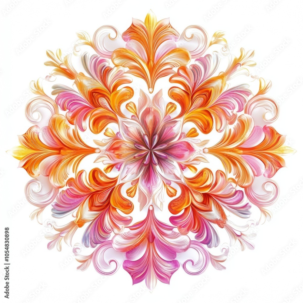 Gradient Orange-Pink Floral Mandala Gradient Orange-Pink Floral Mandala