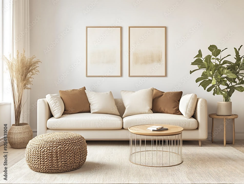 Stylish Living Room with Earthy Tones and Modern Decor Enhancing Coziness : Generative AI Stylish Living Room with Earthy Tones and Modern Decor Enhancing Coziness : Generative AI