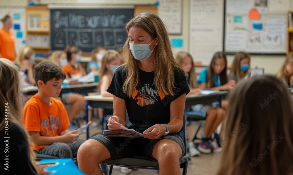 Teacher Engages Students in Interactive Classroom with Mindful Learning Activities Teacher Engages Students in Interactive Classroom with Mindful Learning Activities