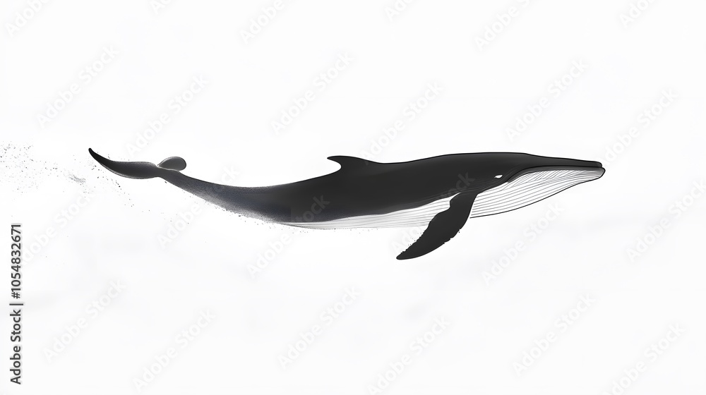 Minimalist whale outline swimming in the ocean, emphasizing grace and flow Minimalist whale outline swimming in the ocean, emphasizing grace and flow