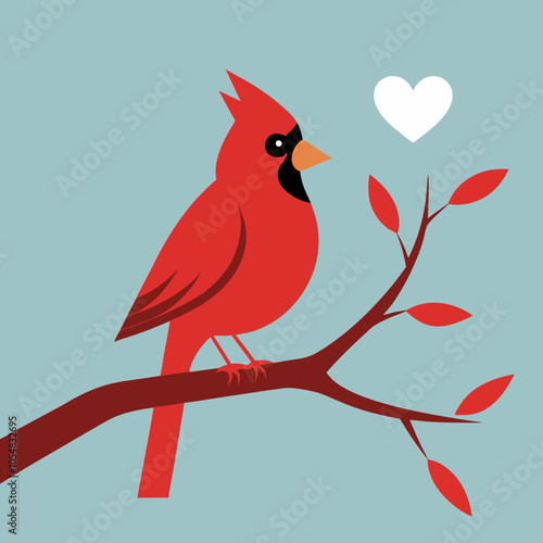 a single cardinal bird love Cardinal  perched on a tree branch