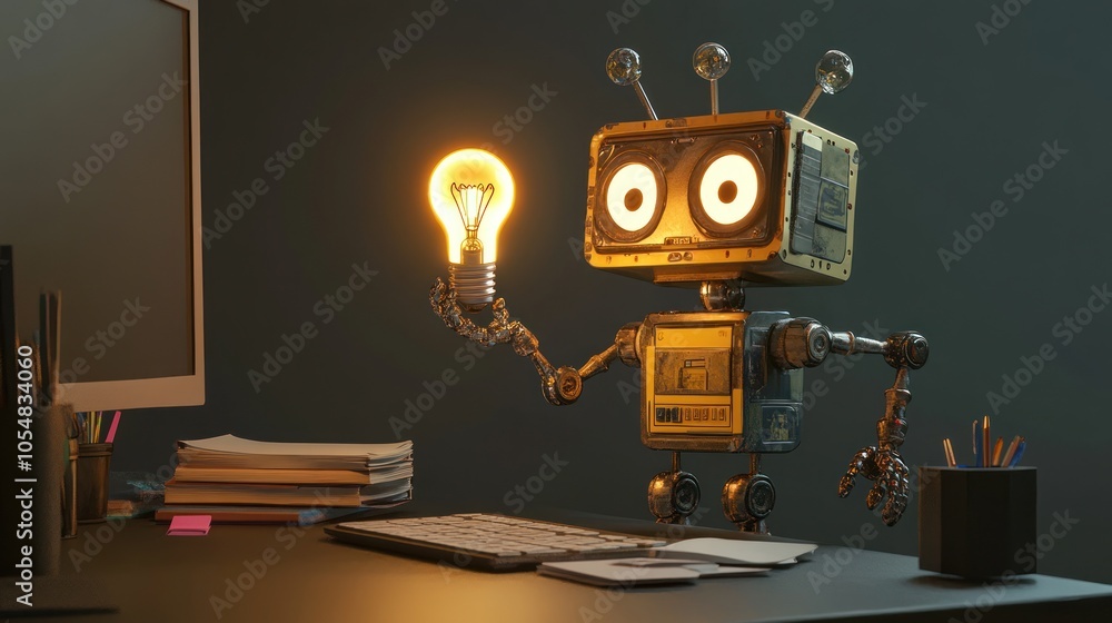 Naklejka premium Robot with an Idea