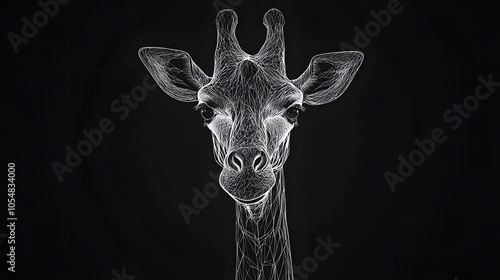 Minimalist giraffe head outline, portraying height and gracefulness