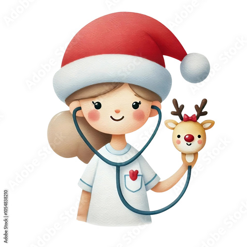 Wallpaper Mural Nurse in Santa Hat with Reindeer Stethoscope
 Torontodigital.ca