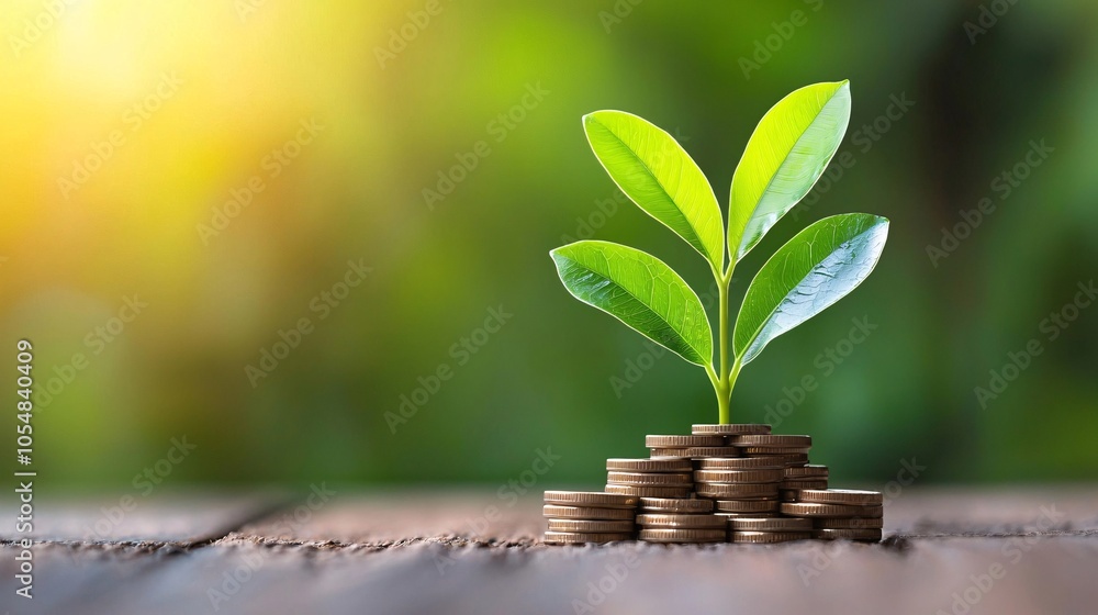 Nurturing growth the symbolism of a young plant emerging from a stack of coins representing prosperity and sustainability Nurturing growth the symbolism of a young plant emerging from a stack of coins representing prosperity and sustainability