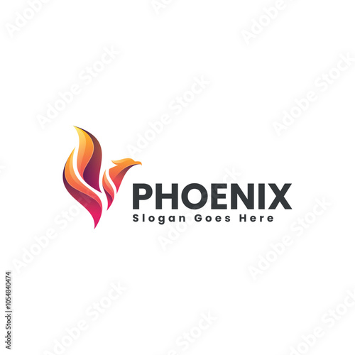 Vector Logo Illustration Phoenix Gradient Colorful Style