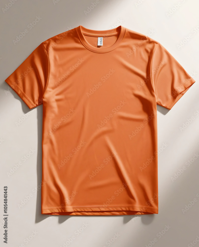 The orange T-shirt is centered in the image with good lighting. The orange T-shirt is centered in the image with good lighting.