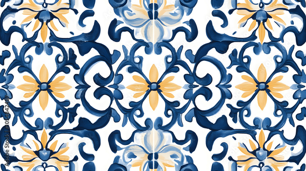 Old tile flower and grass tile design Old tile flower and grass tile design