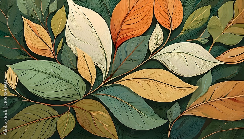 Leaf motifs reflecting natural textures and organic shapes for serene aesthetics Leaf motifs reflecting natural textures and organic shapes for serene aesthetics