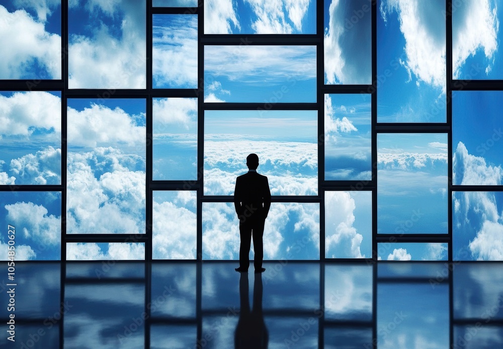 Fototapeta premium Businessman Sky View.