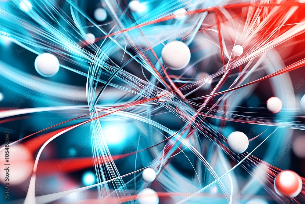 Abstract Blue and Red Network with White Spheres. Abstract Blue and Red Network with White Spheres.