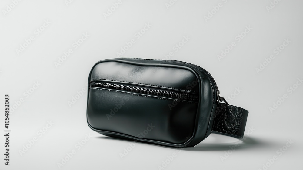 Sleek and modern black leather waist bag perfect accessory for your everyday style and essentials Sleek and modern black leather waist bag perfect accessory for your everyday style and essentials
