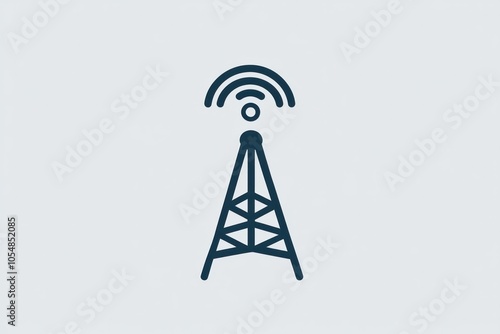 A 5G connection icon featuring a minimalist signal tower emitting curved lines to represent high-speed connectivity. photo