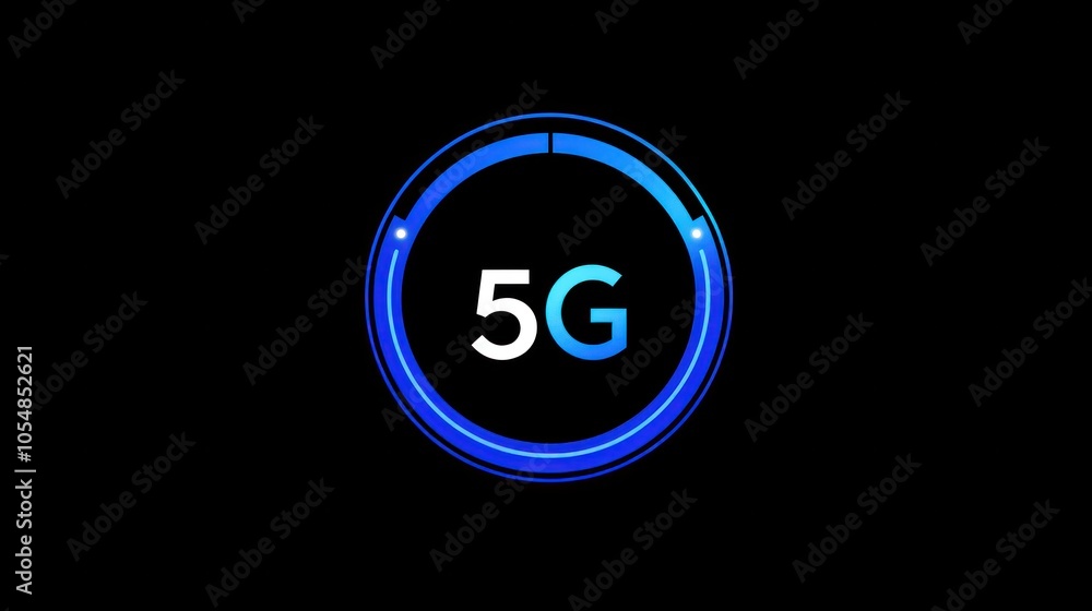 A 5G speed icon featuring a stylized speedometer with the A 5G speed icon featuring a stylized speedometer with the