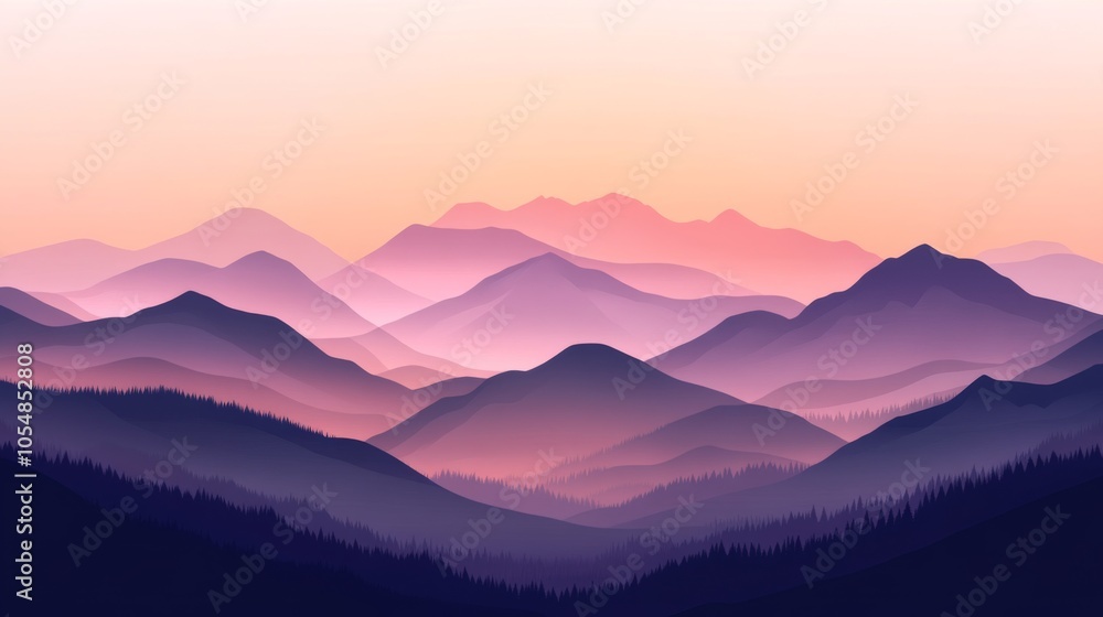 Obraz premium Misty Mountain Valleys with Soft Gradient Tones