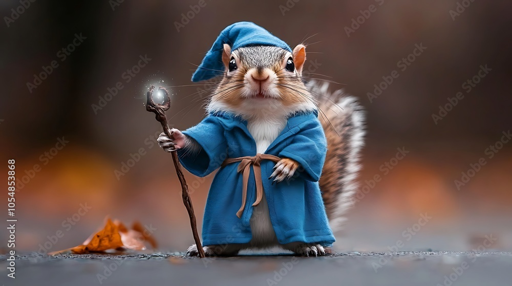 A charming squirrel wizard in a magical forest a playful adventure of nature and fantasy awaits A charming squirrel wizard in a magical forest a playful adventure of nature and fantasy awaits