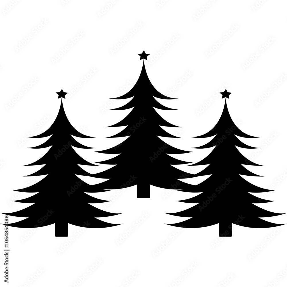 Obraz premium Christmas Tree Landscape Silhouette