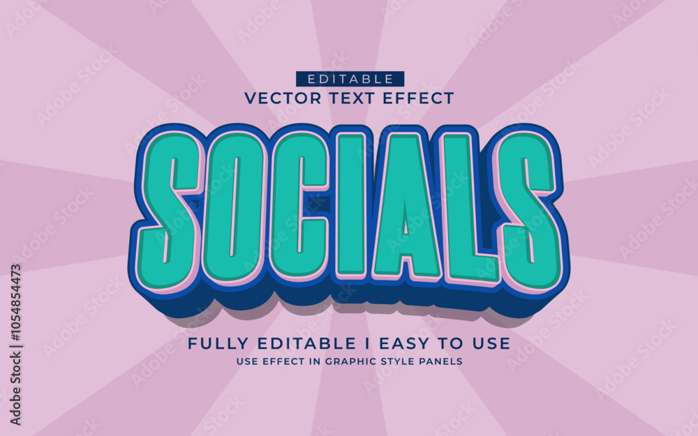 Obraz premium 3d editable social text effect graphic style template