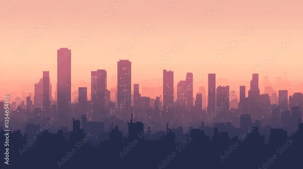Fototapeta premium Serene Cityscape with Subtle Gradient Lighting