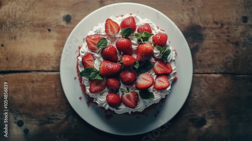 Strawberry Cake on White Plate