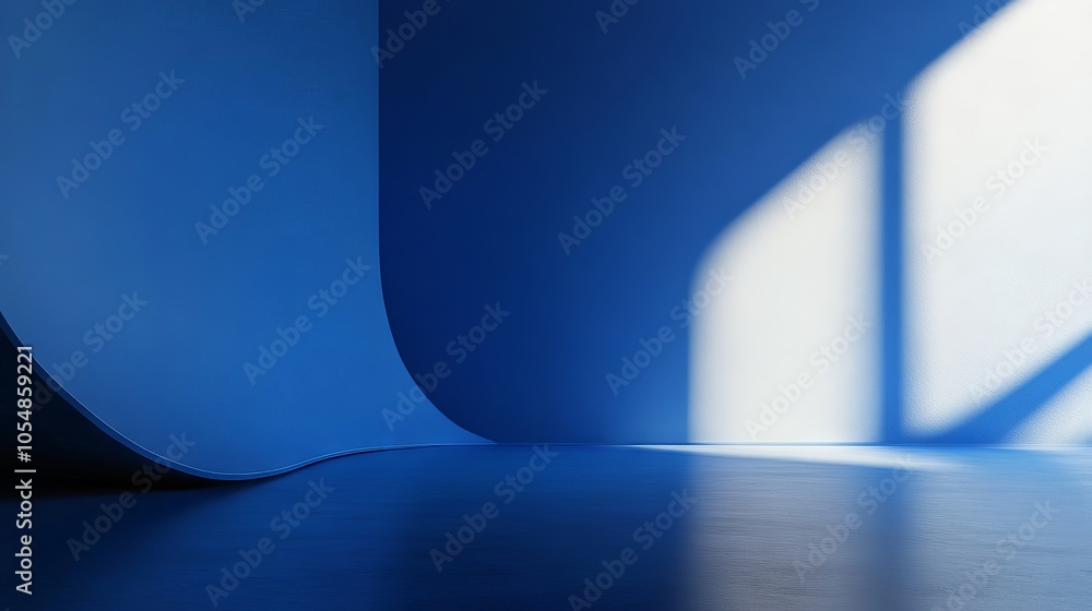 Modern abstract blue background wall in stylish studio room ideal for product presentations, marketing displays, creative visual content, and professional photography backdrops
