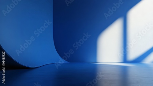 Obraz na płótnie Modern abstract blue background wall in stylish studio room ideal for product presentations, marketing displays, creative visual content, and professional photography backdrops w salonie