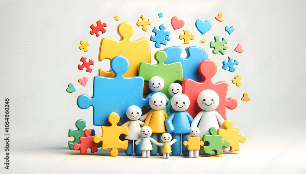 3D Plain Background Family Puzzle Pieces Scattered Space for Copy Brightly Colored Neutral Surface Teamwork Problem Solving Family Bonding Activities Ideal for Advertisements 3D Plain Background Family Puzzle Pieces Scattered Space for Copy Brightly Colored Neutral Surface Teamwork Problem Solving Family Bonding Activities Ideal for Advertisements