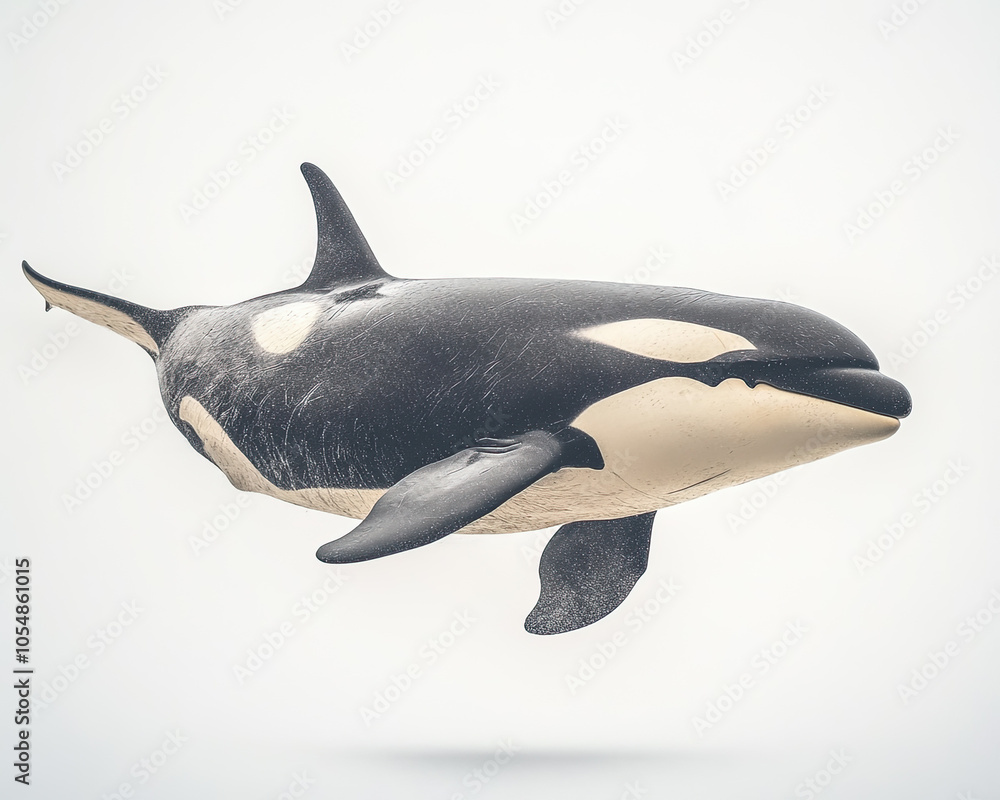 full body profile image of Orca Killer Whale, clean white background full body profile image of Orca Killer Whale, clean white background