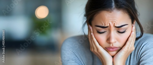 Sorrowful and Pensive Asian Woman Sitting Alone on the Floor Staring Emptily with a Tear Streaked Face as She Grapples with Overwhelming Feelings of Grief Heartache and Emotional Distress photo