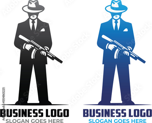 Mafia Gangster Hitman Logo Concept Template
