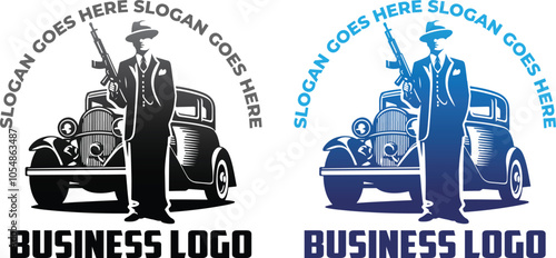 Mafia Gangster Hitman Logo Concept Template