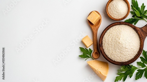 Wallpaper Mural A photostock of grated cheese on a white background, shredded and ready to use. Torontodigital.ca