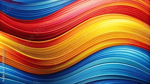 Wave pattern design with vibrant colors of blue, red, yellow, and orange