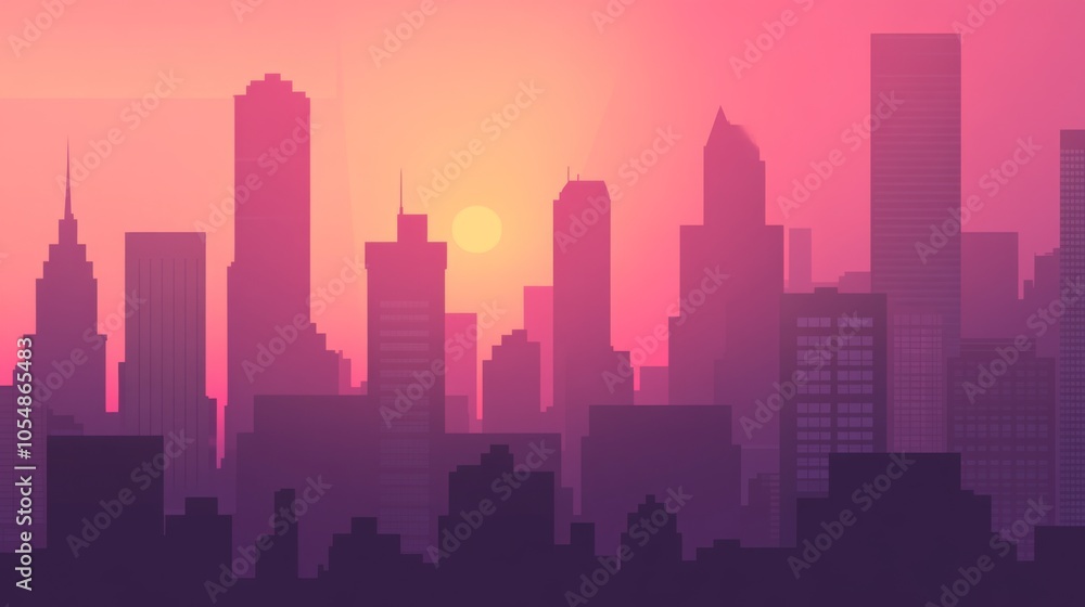 Subtle Gradient Cityscape at Sunset Subtle Gradient Cityscape at Sunset