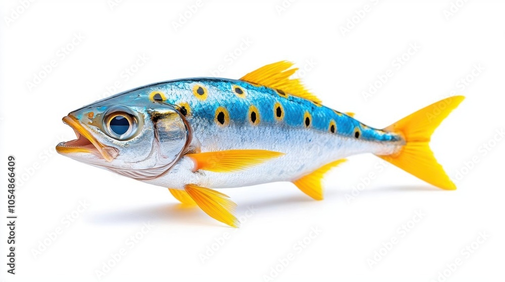 Naklejka premium A photostock of sardines on a white background, raw and fresh.