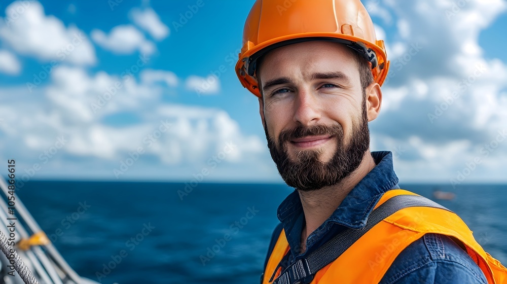 Offshore Technician in Full Safety Harness and Helmet Tightening Bolts on a Wind Turbine While Tethered to Safety Ropes for Maintenance and Repair Work Offshore Technician in Full Safety Harness and Helmet Tightening Bolts on a Wind Turbine While Tethered to Safety Ropes for Maintenance and Repair Work