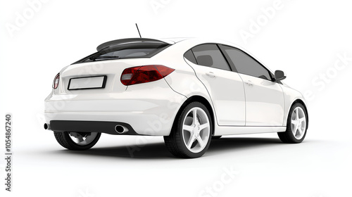 Hatchback white car isolated on white background