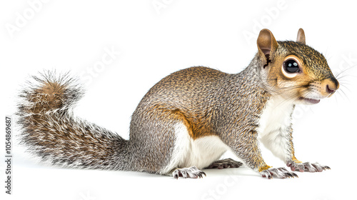 Squirrel side view full body isolate on white background 